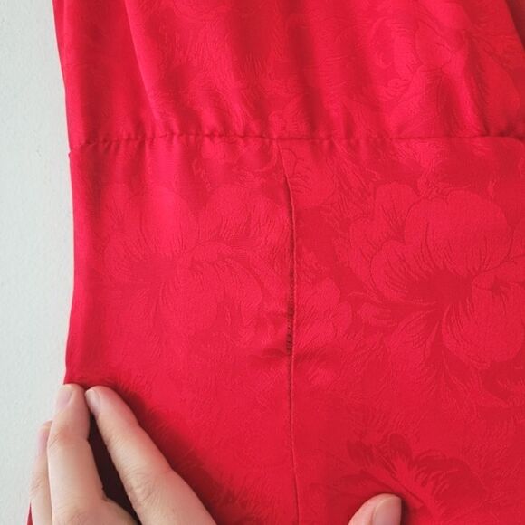 Oleg Cassini 100% Silk Dress Bright Red  Vintage 8 - Picture 5 of 9